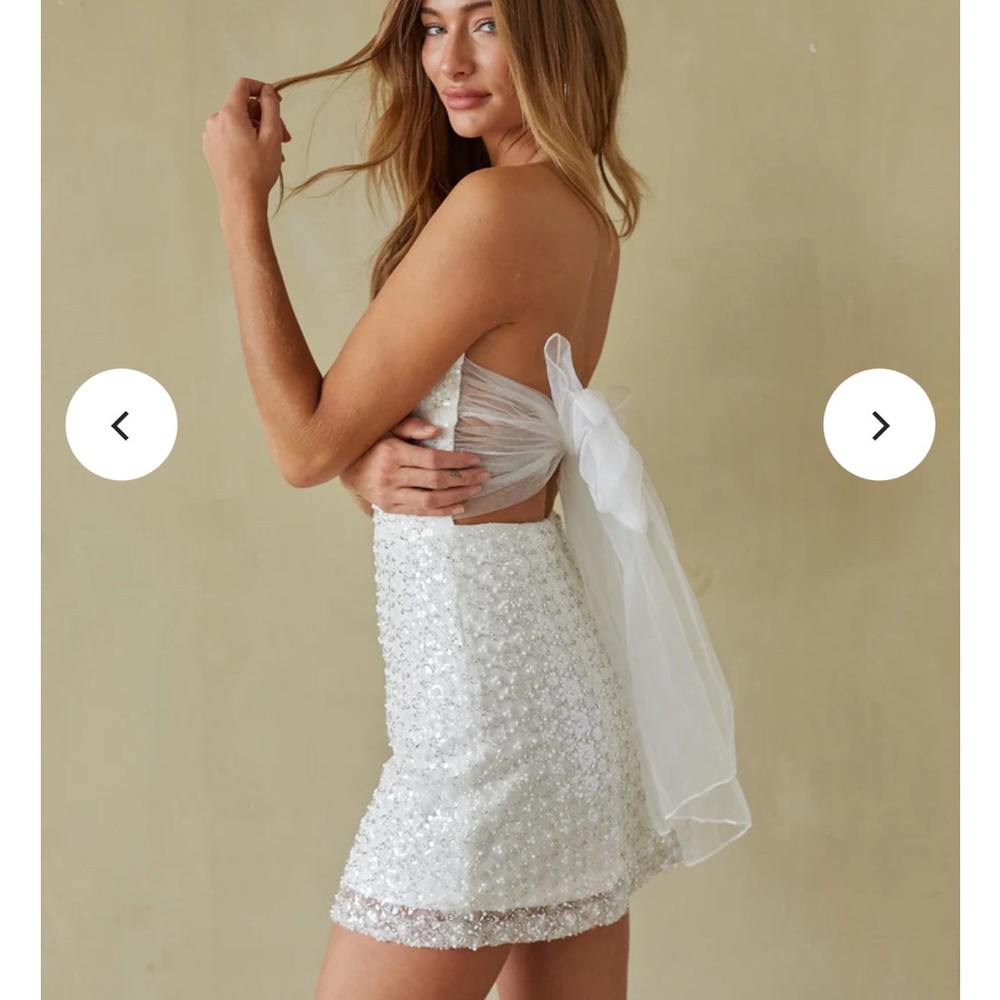 American Threads Davina Sequin White Mini Dress